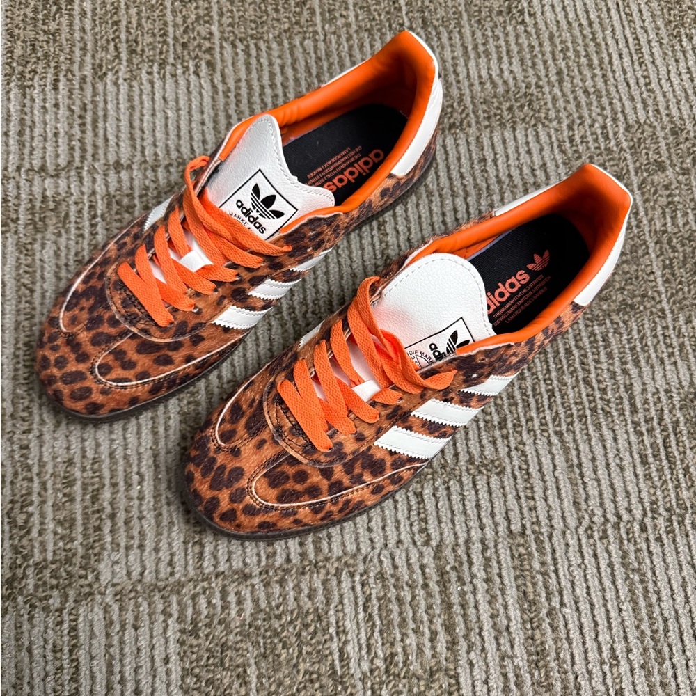 Adidas Women's Leopard Print Sneakers - Orange and Brown